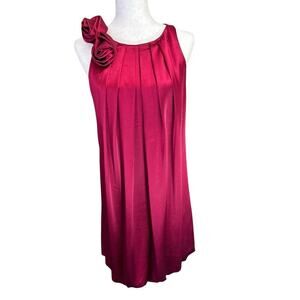 80's Vintage Burgundy Satin Bubble Hem Dress Rosettes Whimsigoth Grunge Y2K
